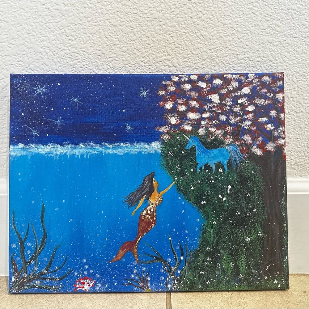 Unicorn and mermaid custom painting